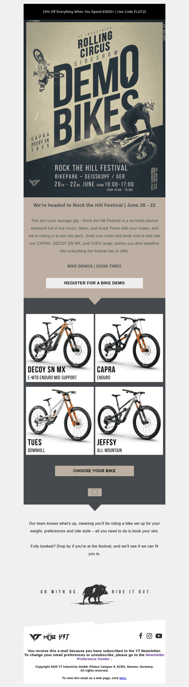 YT Industries email from Tue, Jun 3, 2025
