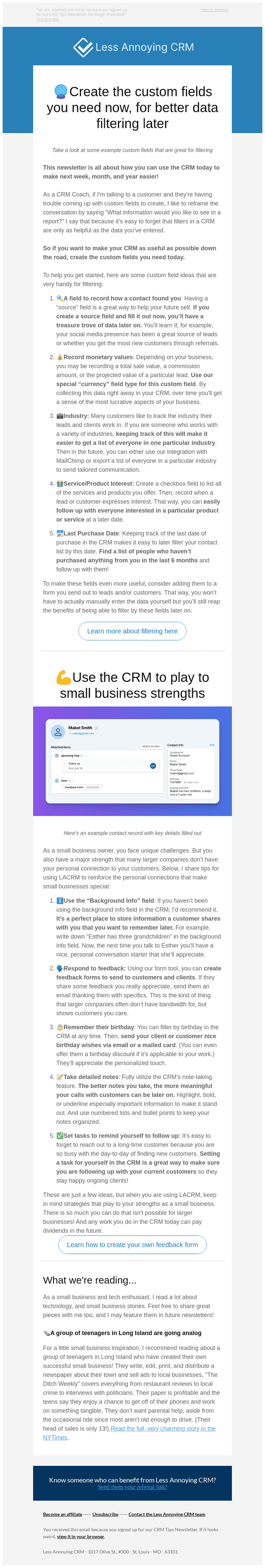 LACRM Tips: Create the custom fields you need now, for better data filtering later