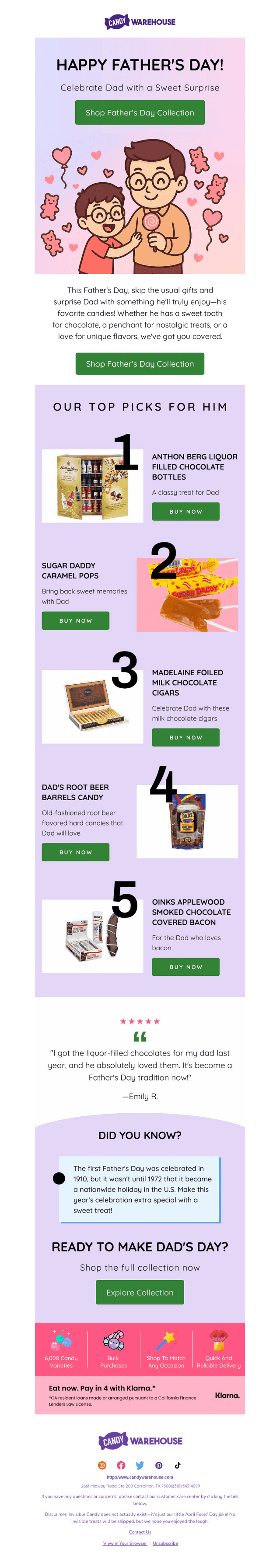 CandyWarehouse email from Wed, Jun 4, 2025