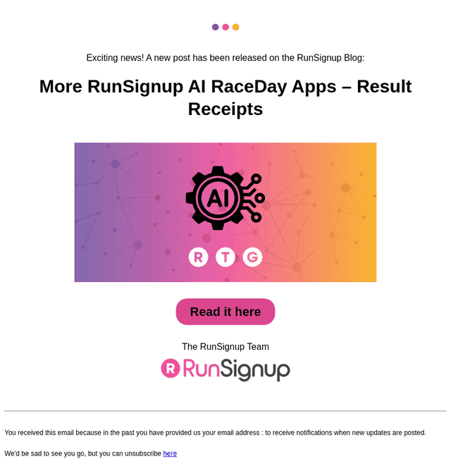 RunSignUp email from Wed, Jun 4, 2025