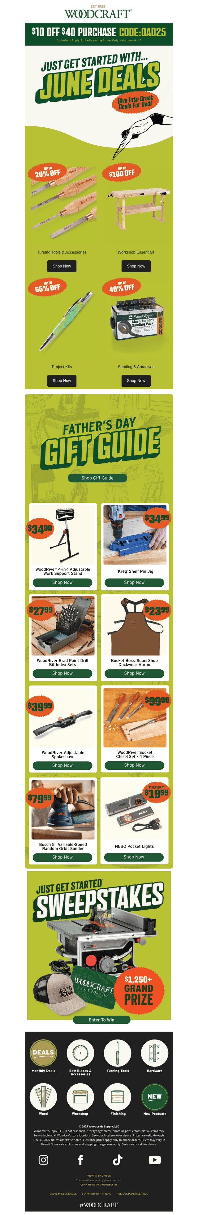 Woodcraft email from Sun, Jun 8, 2025