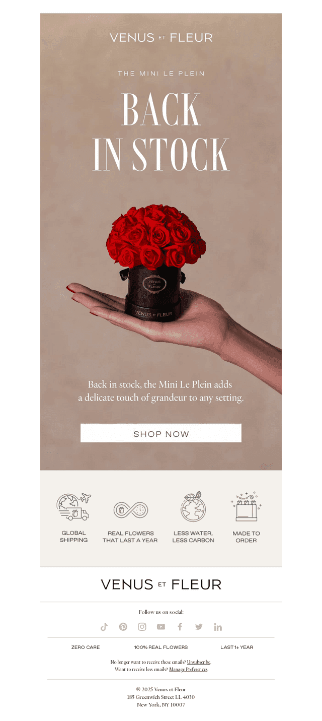 Venus et Fleur email from Mon, Jun 9, 2025