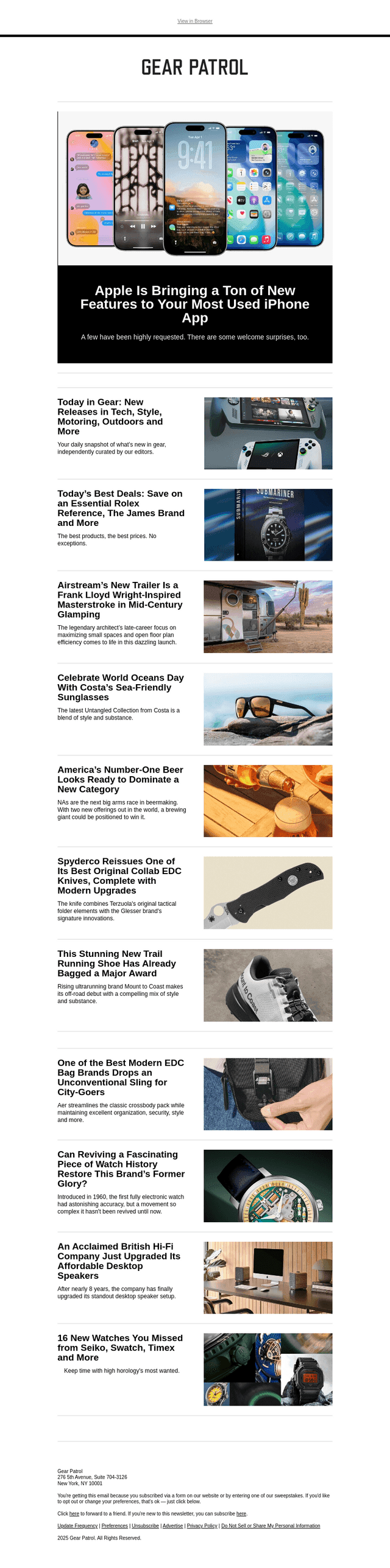 Gear Patrol email from Mon, Jun 9, 2025