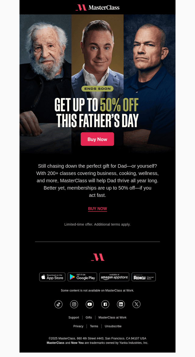 MasterClass email from Wed, Jun 11, 2025