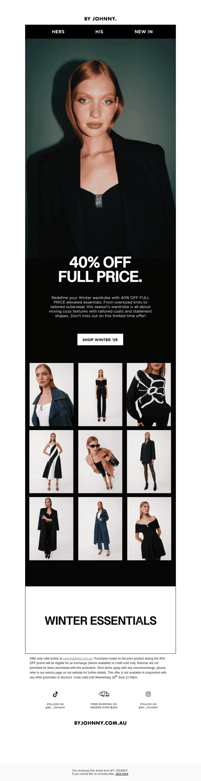 40% OFF FULL PRICE.