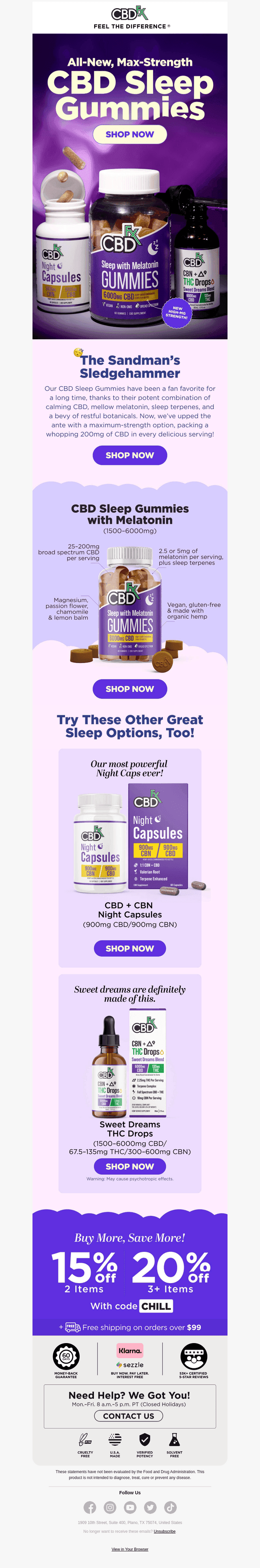 New 6000mg Max-Strength CBD Sleep Gummies! 😴