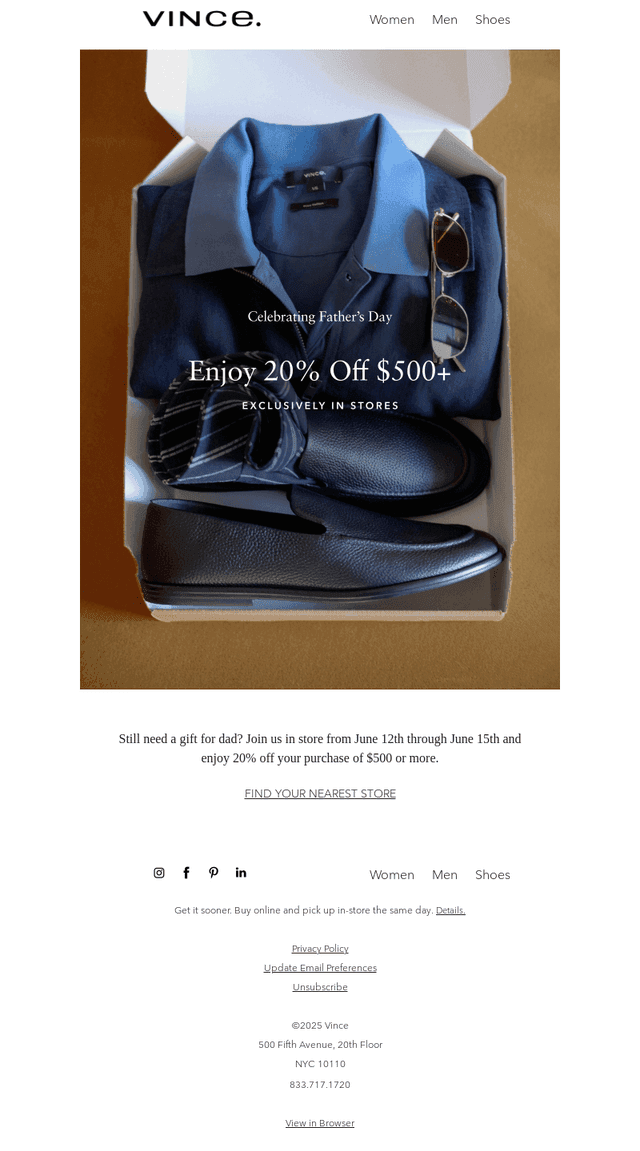 20% Off $500+ Exclusively In Stores