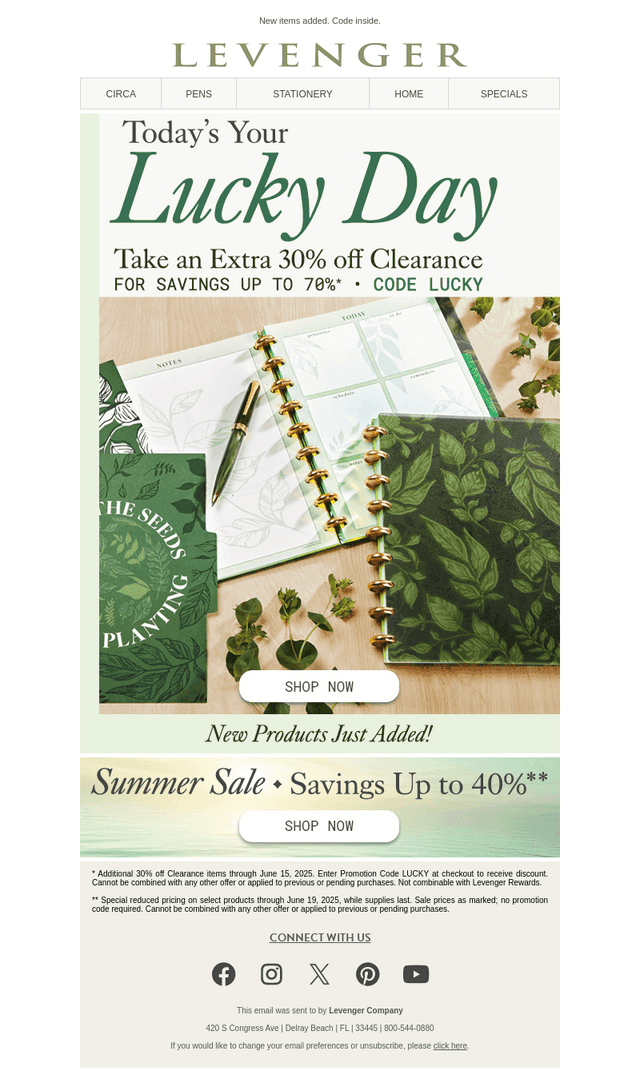 Lucky Day—30% off Clearance.
