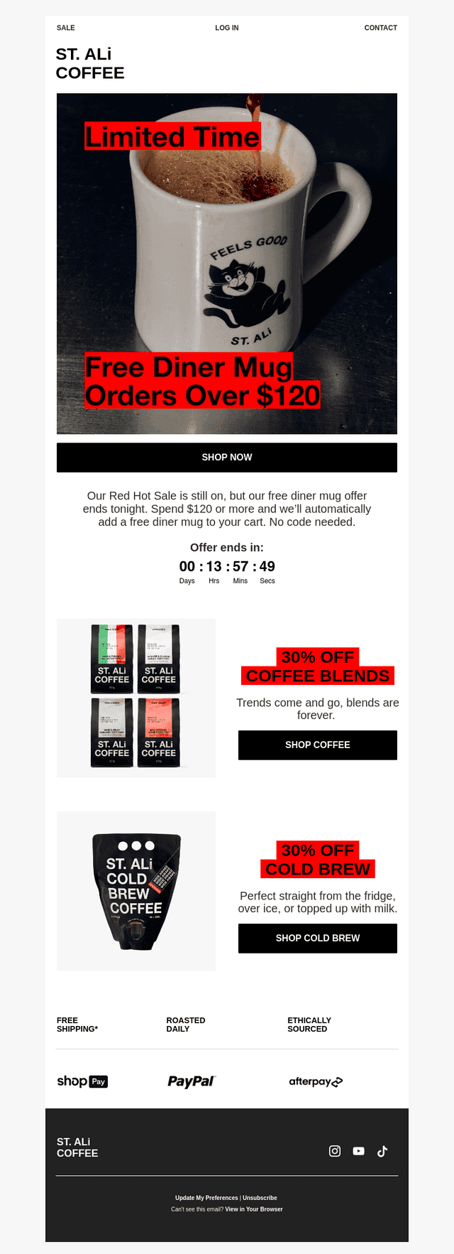 DINER MUG ON US ENDS TONIGHT