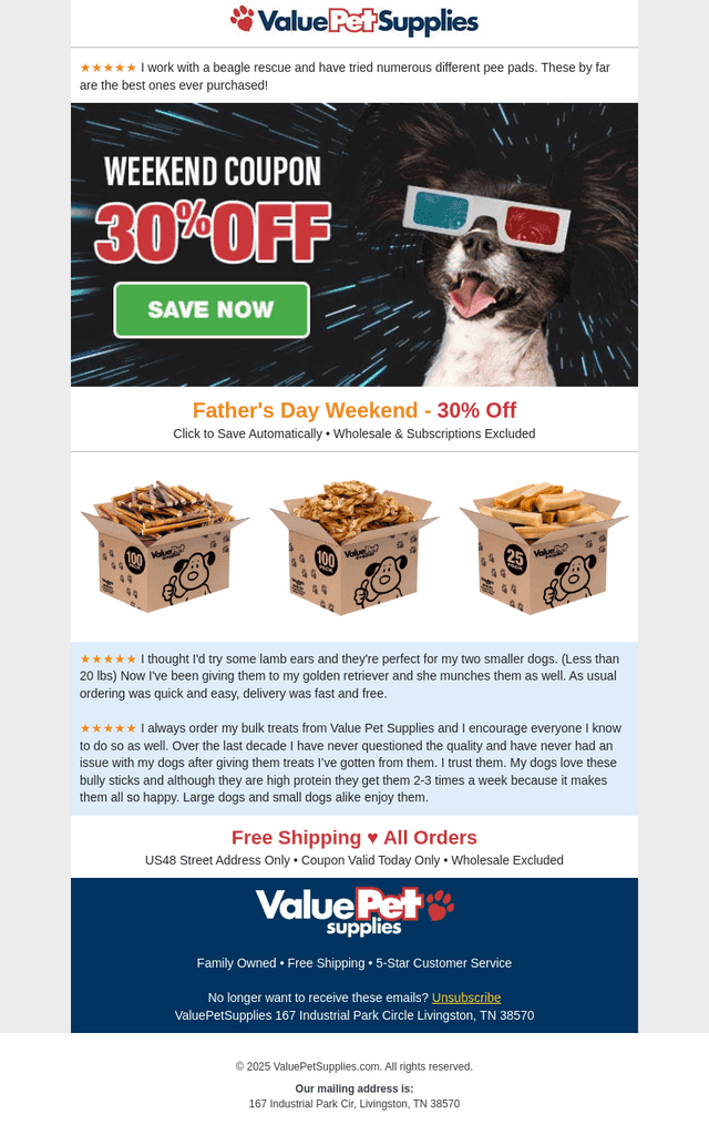 Father's Day Weekend - 30% Off