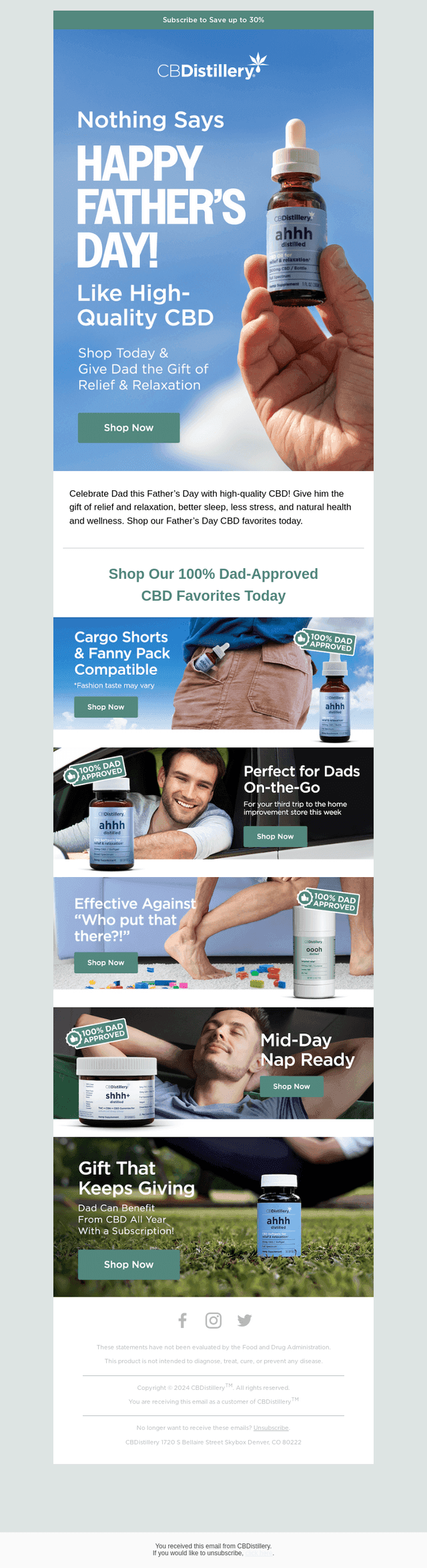 The CBDistillery email from Sat, Jun 14, 2025
