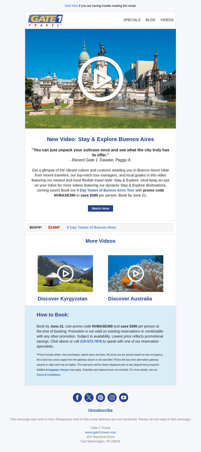 Gate 1 Travel email from Sat, Jun 14, 2025