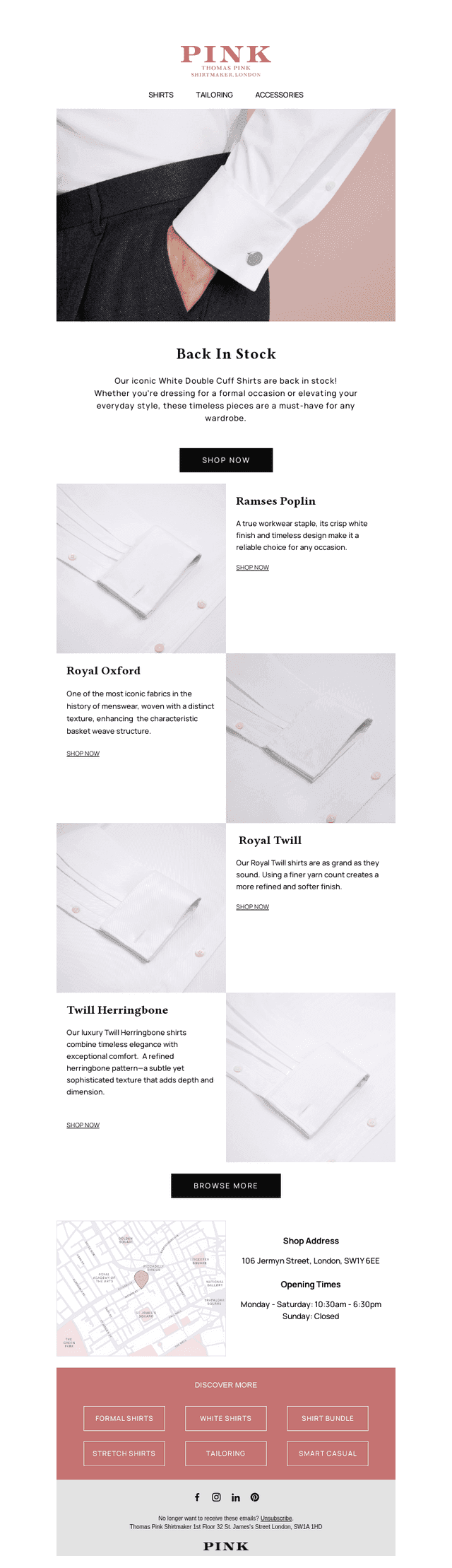 Back in Stock: White Double Cuff Shirts