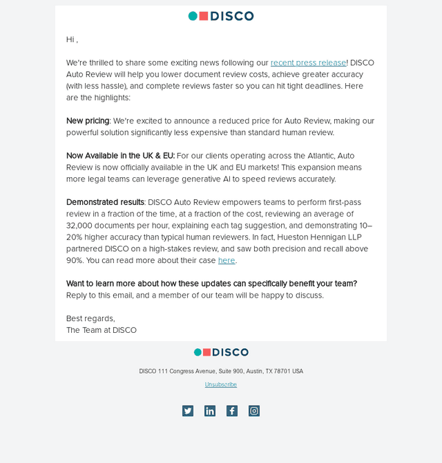 DISCO email from Mon, Jun 16, 2025