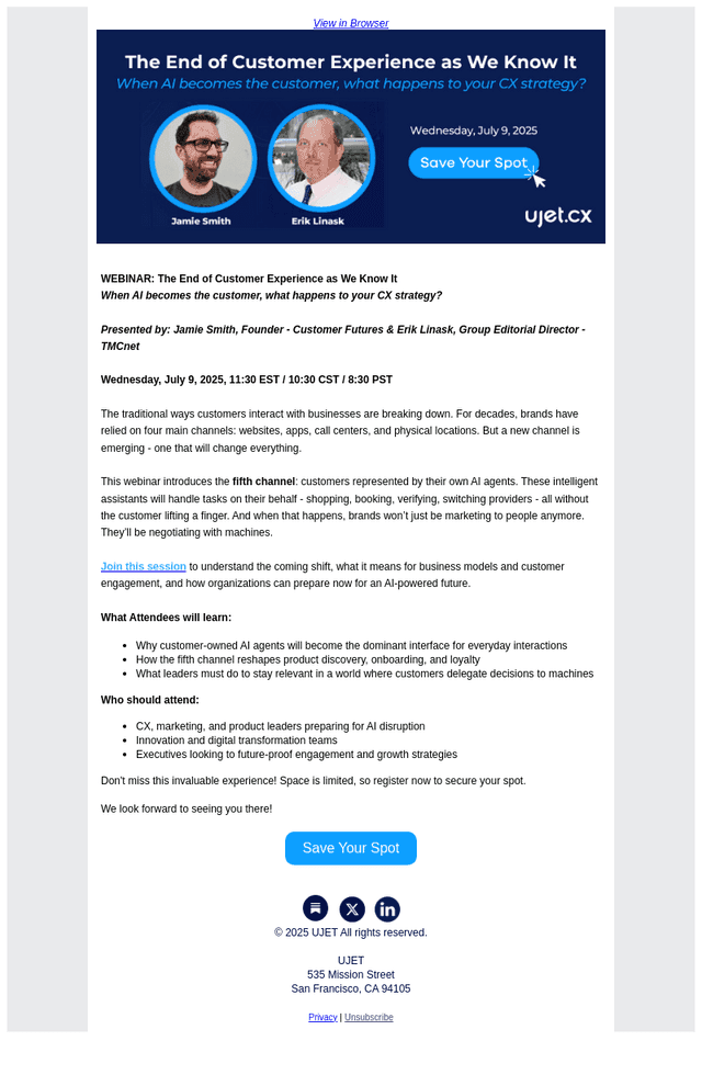 ujet.cx email from Fri, Jun 20, 2025