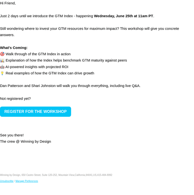 Winning by Design email from Mon, Jun 23, 2025