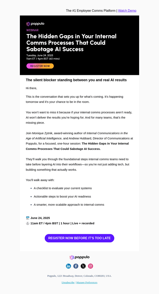 poppulo email from Mon, Jun 23, 2025