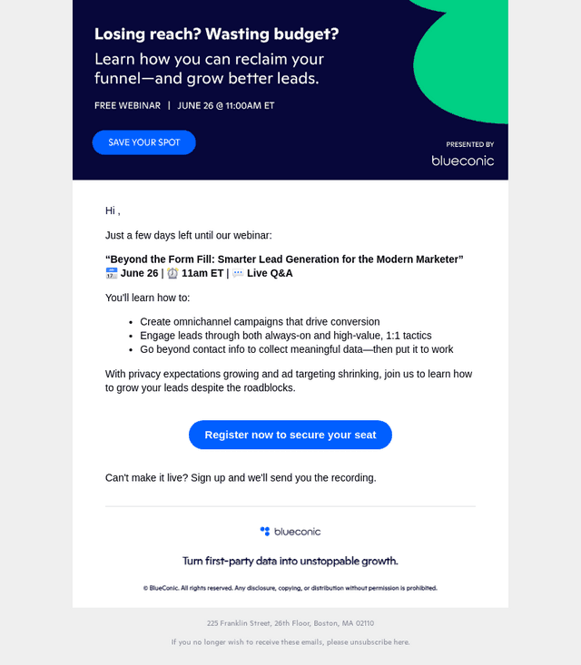 BlueConic email from Wed, Jun 25, 2025