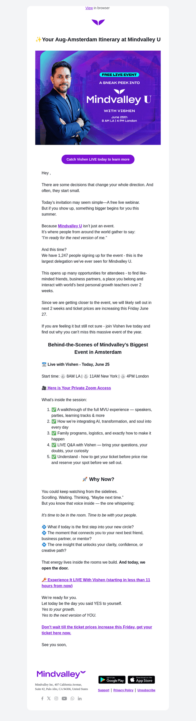 Mindvalley email from Wed, Jun 25, 2025