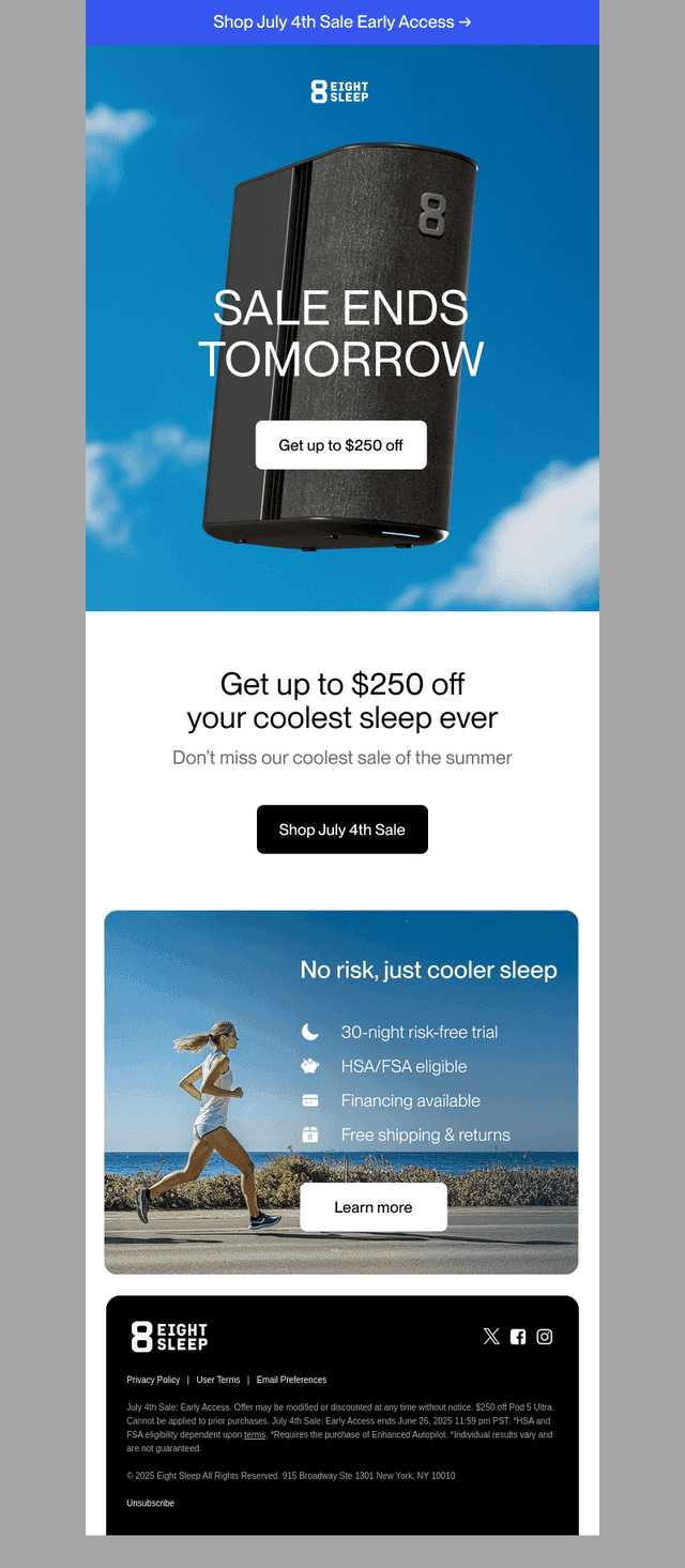 Eight Sleep email from Wed, Jun 25, 2025