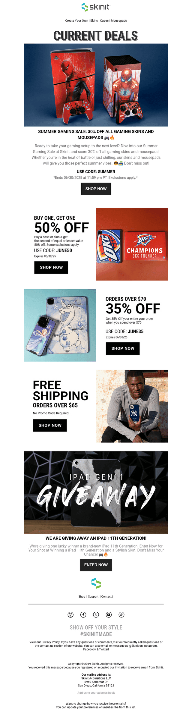 Skinit email from Wed, Jun 25, 2025