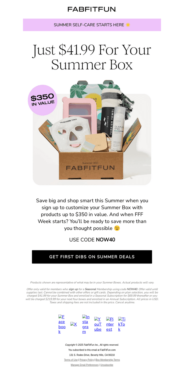 FabFitFun email from Wed, Jun 25, 2025