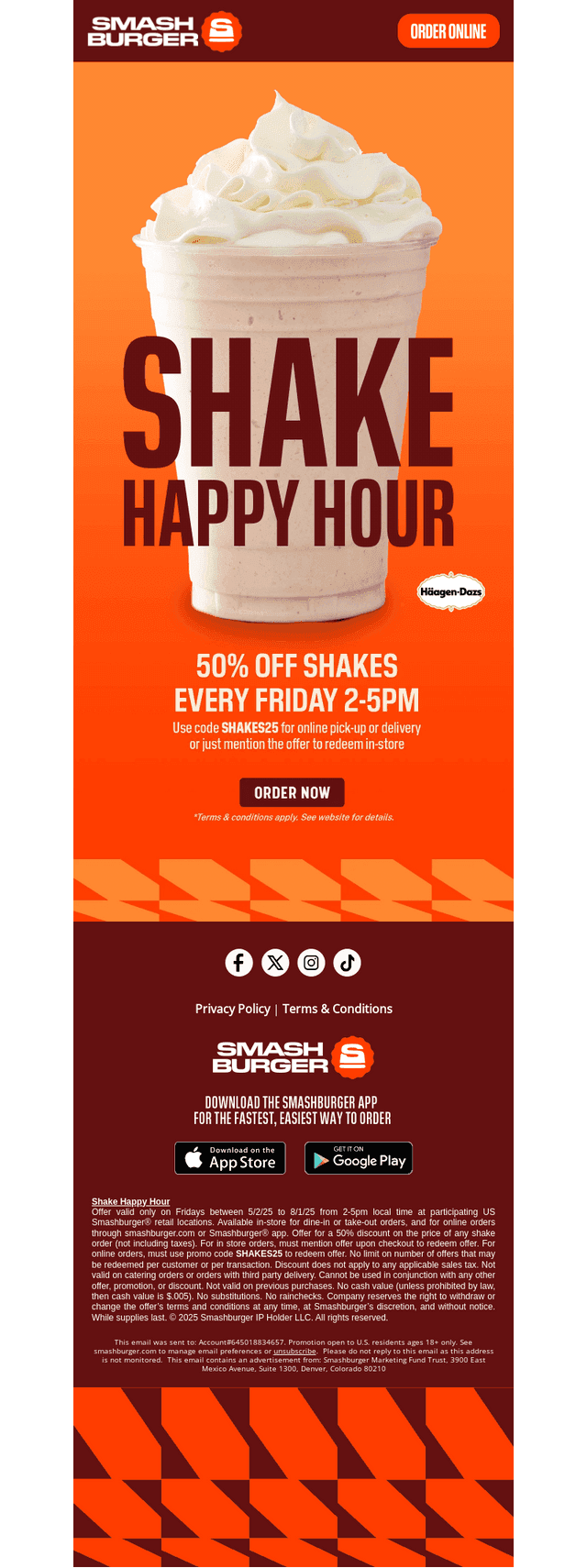 50% off Shakes. Every Friday.