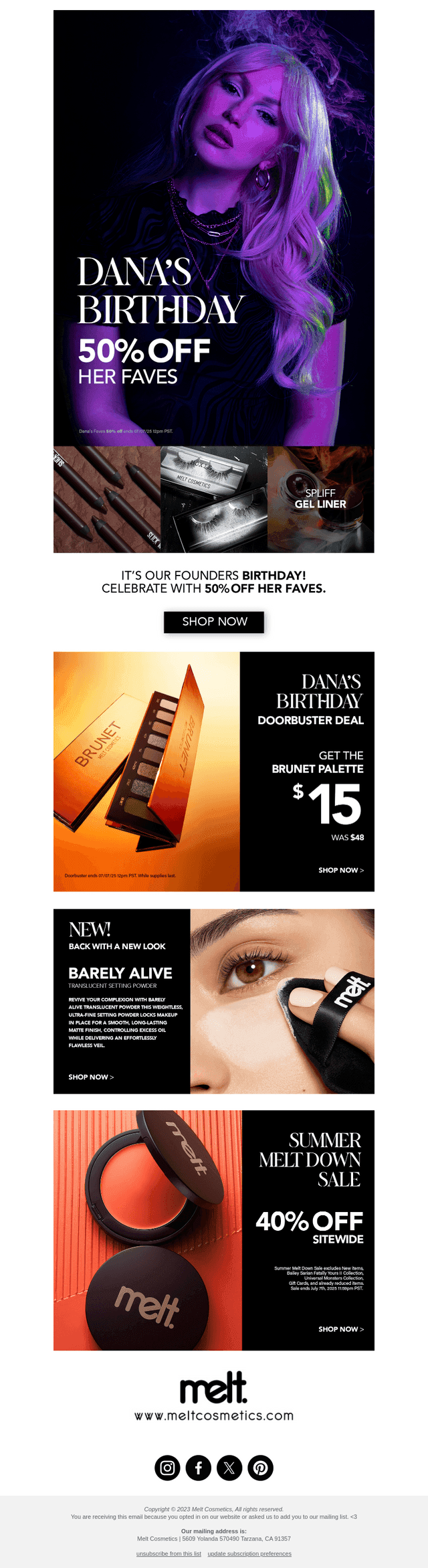 Melt Cosmetics email from Fri, Jun 27, 2025