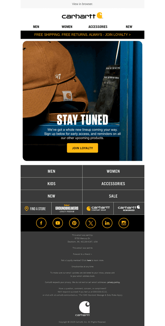 Carhartt email from Sun, Jun 29, 2025