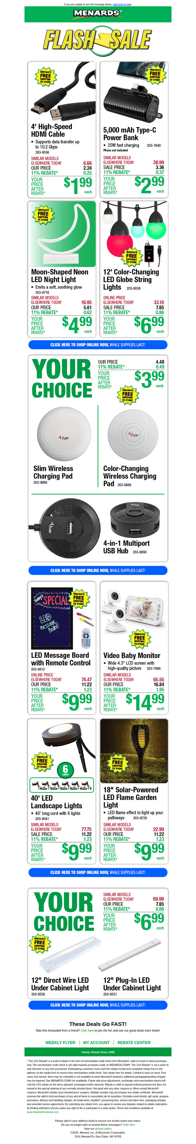 Menards email from Mon, Jun 30, 2025
