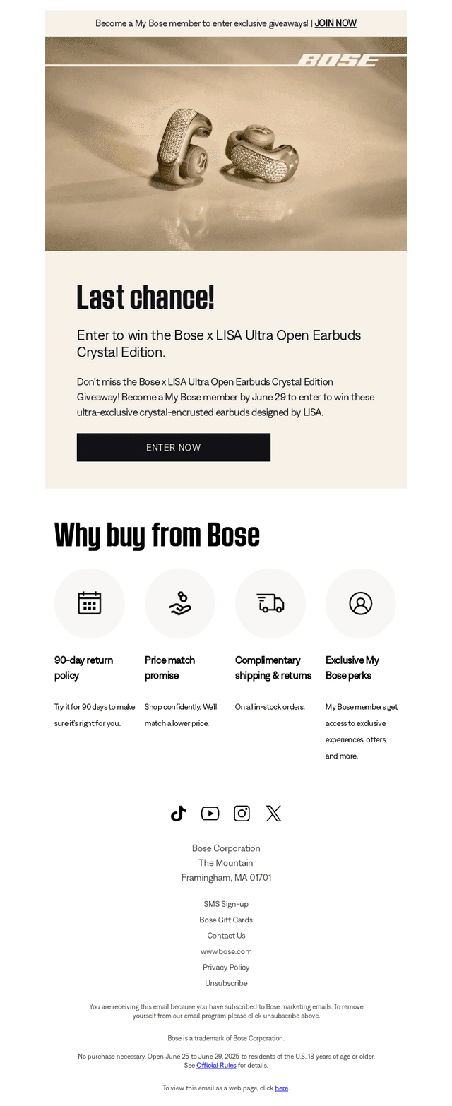 Bose email from Mon, Jun 30, 2025