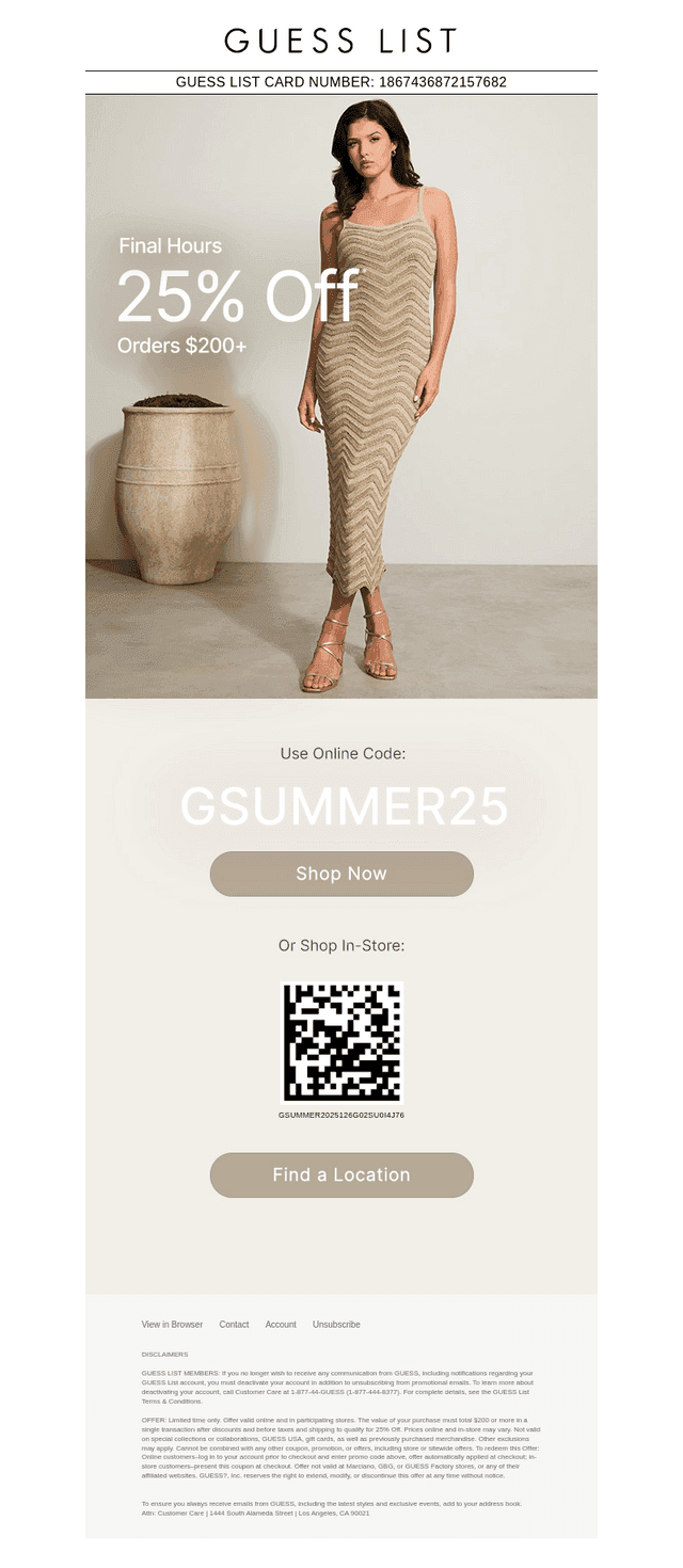 25% Off Comes to an End