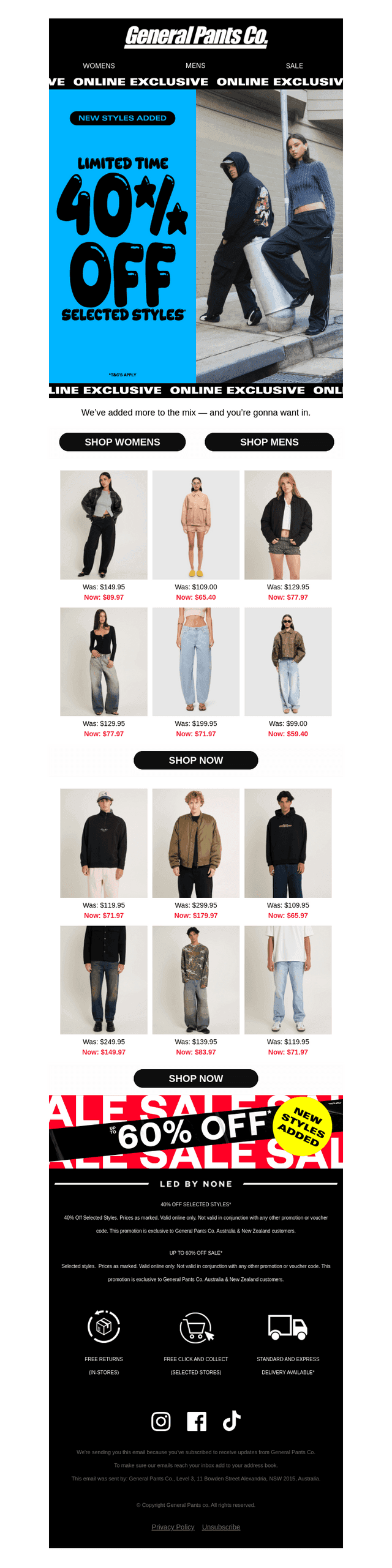 NEW STYLES ADDED TO 40% OFF* 👀