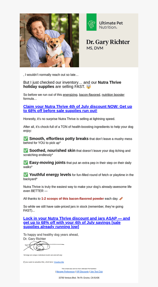 Update re: your Nutra Thrive order ⚠️