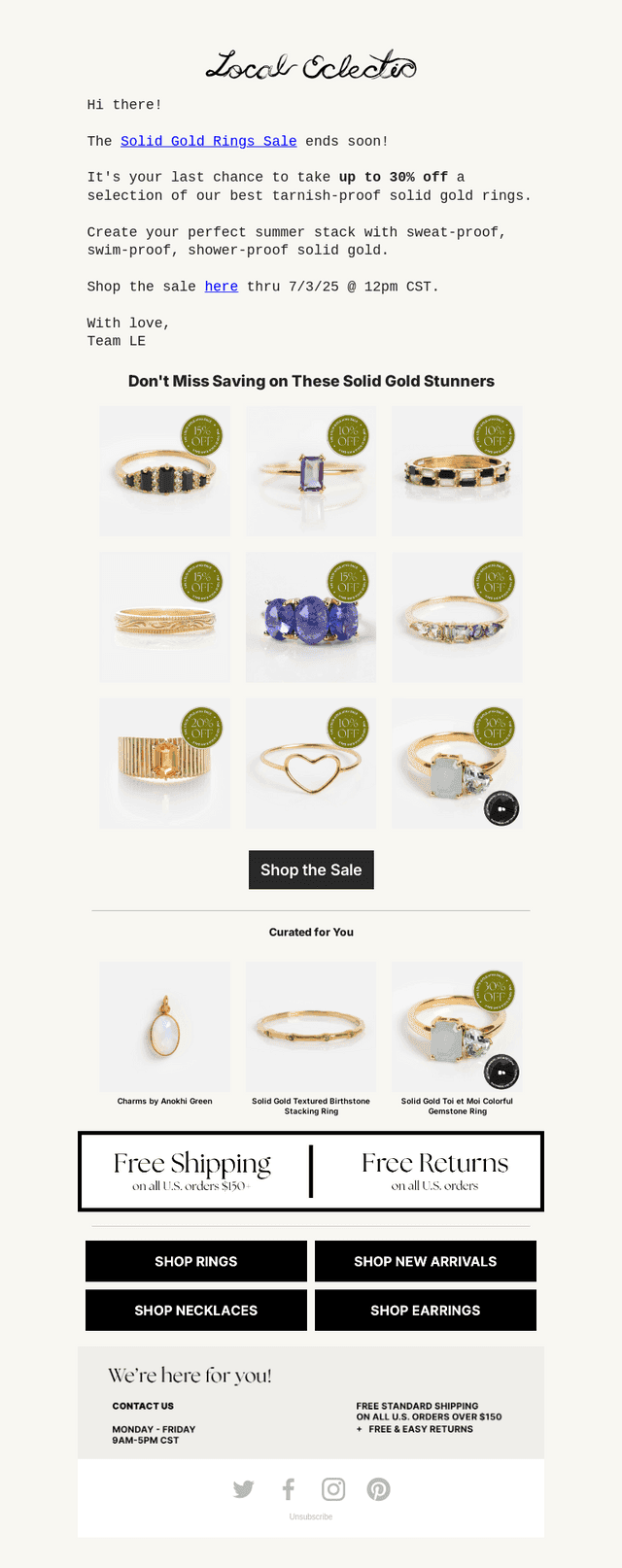 LAST CHANCE! Up to 30% off Solid Gold Rings