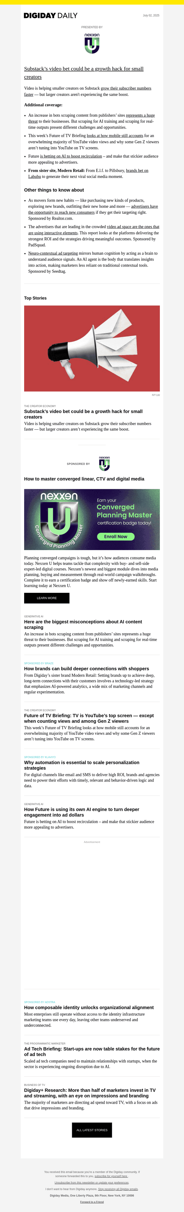 Digiday email from Wed, Jul 2, 2025