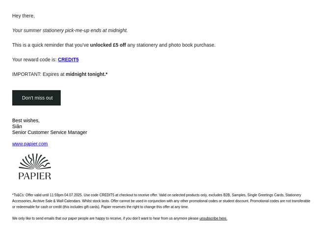 EXPIRING TONIGHT: Your £5 reward