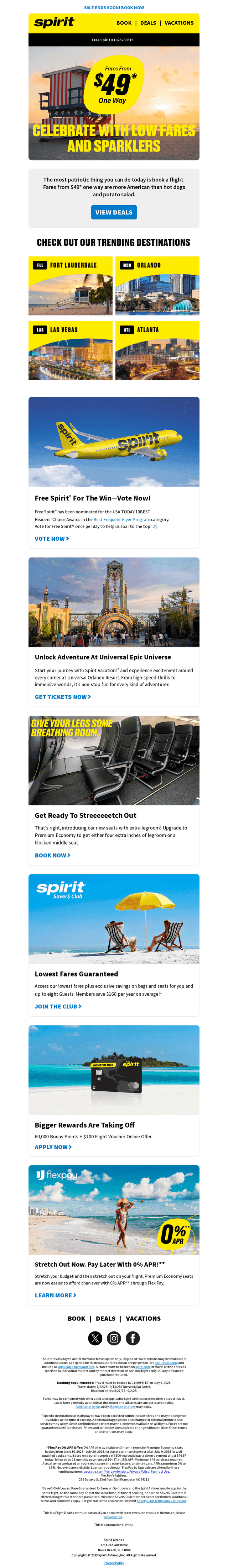Spirit Airlines email from Fri, Jul 4, 2025