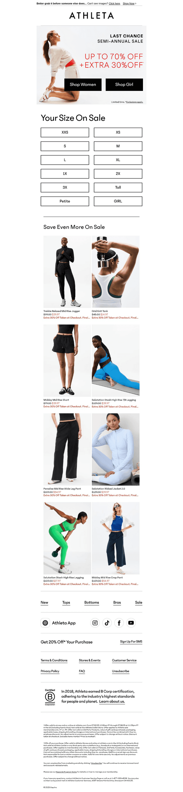 Your size? Oh yes, it's extra 30% off