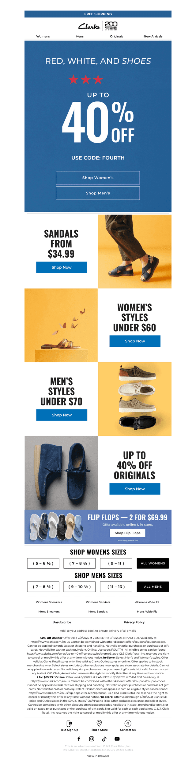 Clarks Shoes email from Sun, Jul 6, 2025