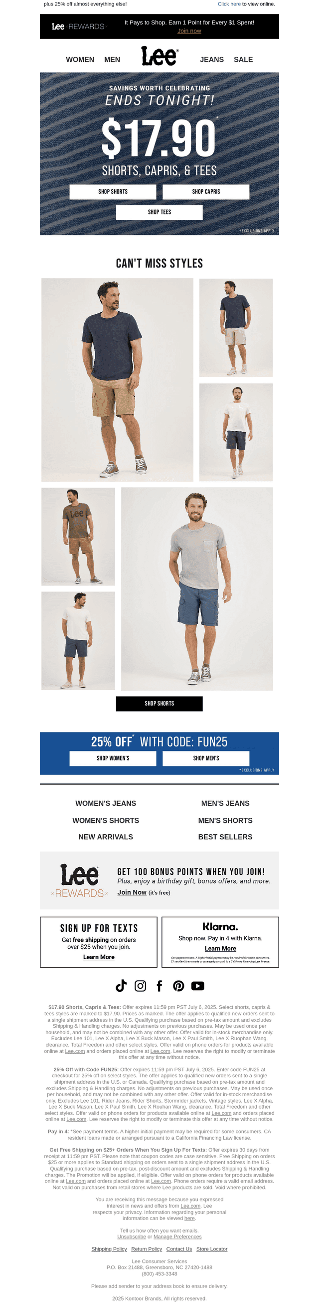 Ends Tonight: $17.90 Shorts, Capris & Tees