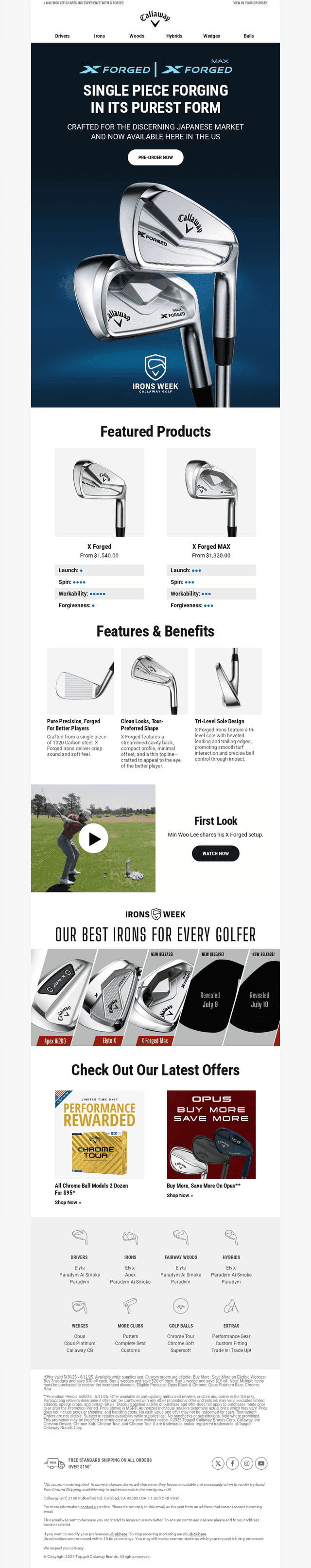Callaway Golf email from Mon, Jul 7, 2025