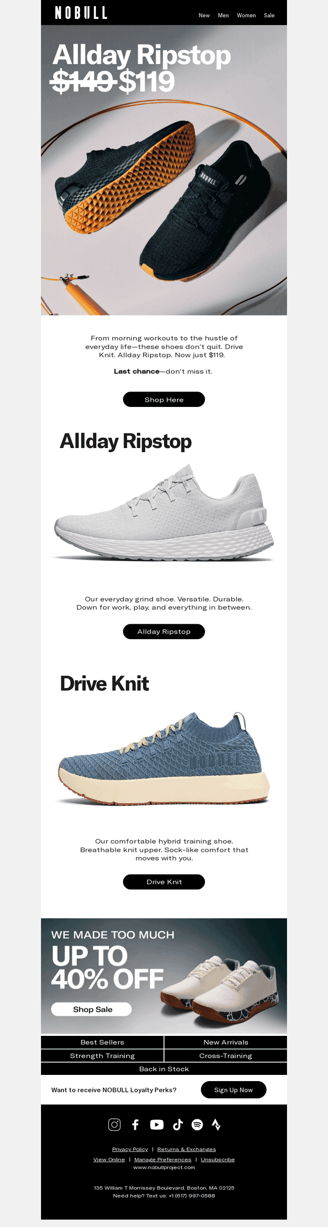 $119 Drive Knit + Allday Ripstop. Going Fast.
