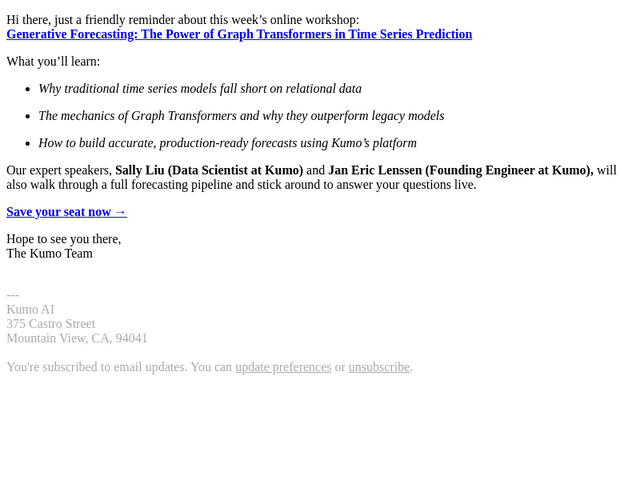 Kumo.AI email from Mon, Jul 7, 2025