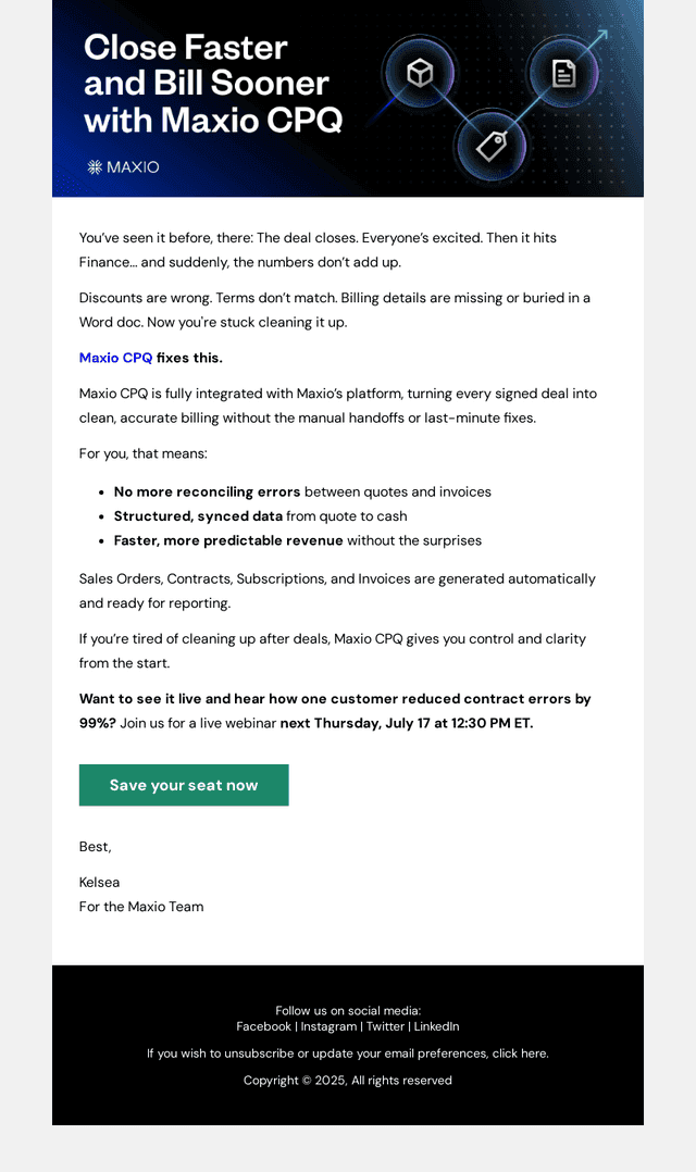 Introducing Maxio CPQ: Accurate, faster quoting is here