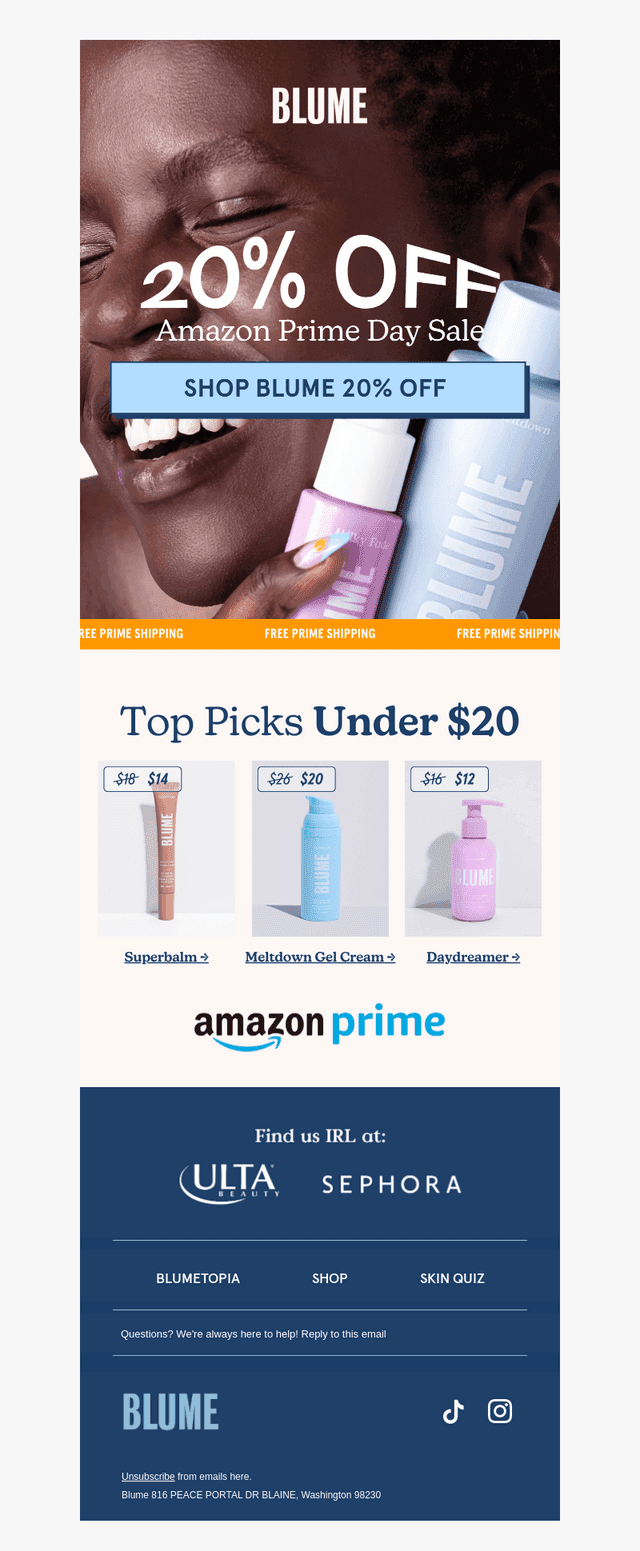 20% OFF for Amazon Prime Day 💙