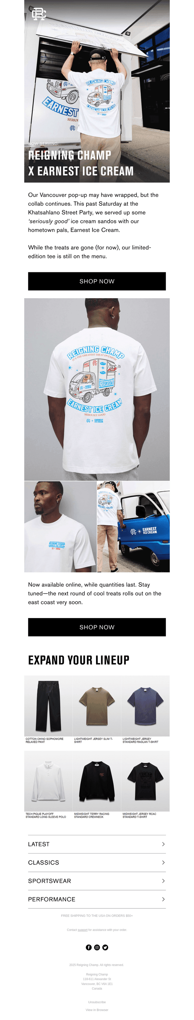Now Serving: Reigning Champ x Earnest Ice Cream