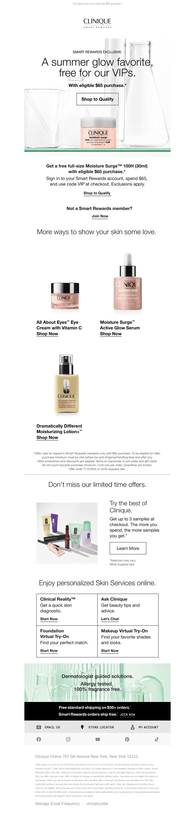 Clinique email from Tue, Jul 8, 2025