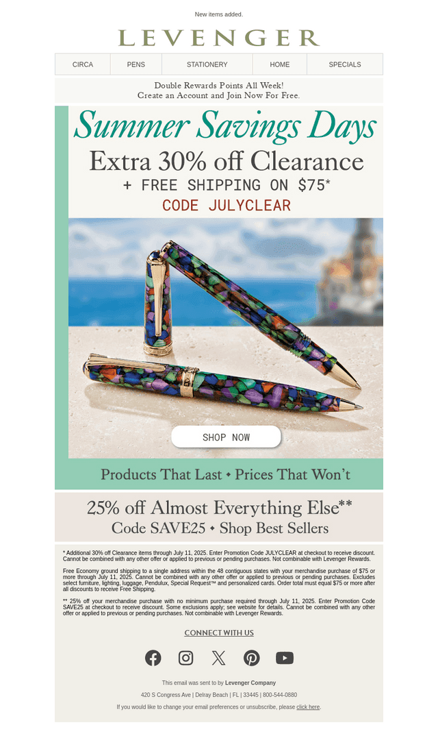 Extra 30% off Clearance + Free Shipping.