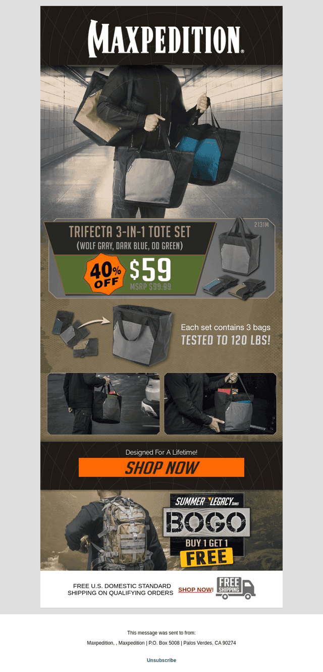 Trifecta: 3 Bags for Just $59